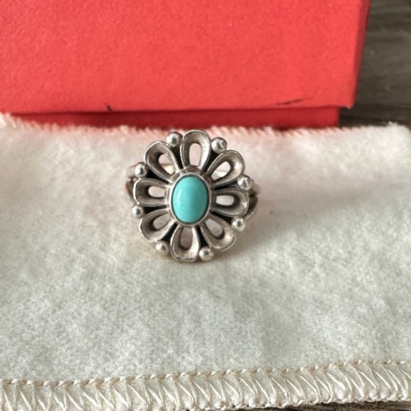 James Avery Silver Ring with Turquoise Center - Picture 2 of 4